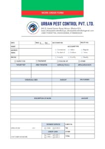 Pest Control Work Order Form